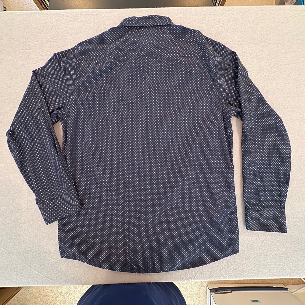 Eighty Eight Platinum Mens XXL Dress Shirt Navy Blue White Polka Dot Long Sleeve - Picture 9 of 12